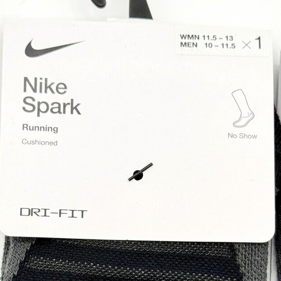 Nike Spark (3 PAIRS) No-Show, Cushioned Socks Size 10 - 11.5 Mens Running Black - Picture 2 of 5